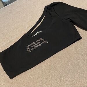 I.AM.GIA Black Asymmetrical Crop Top